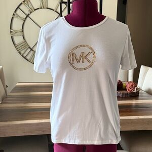 Michael Kors White Tee with Gold Emblem